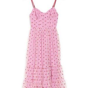 NWT Betsey Johnson Valentines Metallic Heart Print Mesh Midi Dress TIKTOK Viral